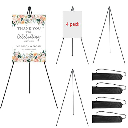RRFTOK 63'' Instant Easel,Easel Stand for Display,Art, and Crafts,Foldable Portable Ground Easel for Wedding Banner and Poster Display Stand,Easel Display Metal Tripod with Portable Bag. - style: 63B 4pack