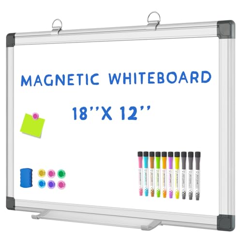 Grtard 18" x 12" White Board Dry Erase, Magnetic Dry Erase Boards, Hanging Magnetic Whiteboard with Marker and Strong Magnets, Dry Erase Board for Wall, White Boards Dry Erase for School, Office, Home - size: 18''x12''
