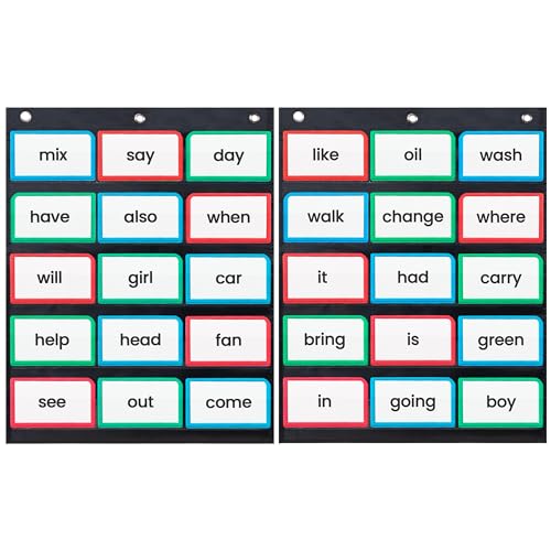 Essex Wares - 2 Pack, 17" Wide x 22" Tall Pocket Chart, Black - Sturdy Pocket Chart for Classroom for Sentence Strips - Easy to Use & Hang, Reusable Black Pocket Chart - size: 17Wx22L
