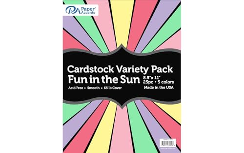 Accent Design Paper Accents Variety Pack, Fun In The Sun Cardstock, 25 Sheets, 8.5x11 Inch, Coordinated Colors, Scrapbooking Cards and Crafts - color: Fun in the Sun