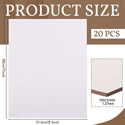 20 Pcs Book Board, Binders Board Chipboard Designer Bookboard Kraft Heavy Duty Chipboard Sheets Bookbinding Supplies for Book Binding Cover (White, 11 x 8.5 Inch 50PT) - color: White, size: 11 x 8.5 Inch 50PT