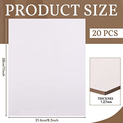 20 Pcs Book Board, Binders Board Chipboard Designer Bookboard Kraft Heavy Duty Chipboard Sheets Bookbinding Supplies for Book Binding Cover (White, 11 x 8.5 Inch 50PT) - color: White, size: 11 x 8.5 Inch 50PT
