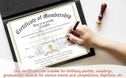 Church Membership Certificates for New Members, 25 Pcs Gold Foil Recognition Certificate, Certificates of Membership Gifts for New Church Members, Christian Religious Favors & Supplies -16 - style: Gold Foil-01