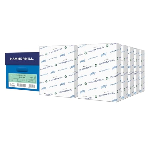 Hammermill Colored Paper, 20 lb Green Printer Paper, 8.5 x 11-10 Ream (5,000 Sheets) - Made in the USA, Pastel Paper, 103366C - color: Green, size: 10 Ream | 5000 Sheets, style: Letter (8.5x11)