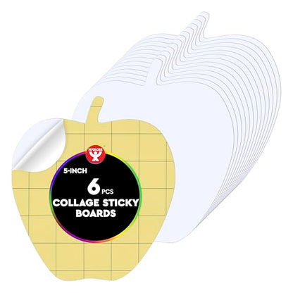 Hygloss Sticky Apple Craft Boards - 6 Pack 5-Inch Self Stick Collage Boards for Kids - Peel & Stick Mounting Boards for Art Projects, School Crafts, Classrooms, and DIY Displays - size: 6-Pcs, style: Apple 5"