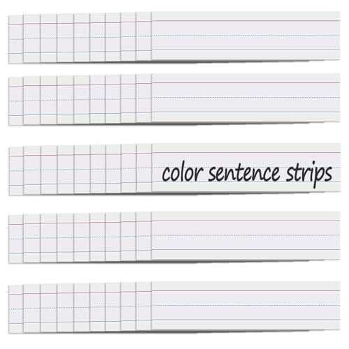 Sentence Strips, Ruled Sentence Strips for Teacher 3 x 12 inch Word Learning Strips Lined Paper for Handwriting Practice Learning Tool for Teachers, Classroom and Office - White 50Pcs