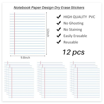 Lincia 12 Pcs Large 12'' Dry Erase Dots for Classroom Table Removable Dry Erase Circles Table Dots for Wall Decals, Whiteboards, Desks, Wall Decals Student, Teacher School Supplies - color: Simple