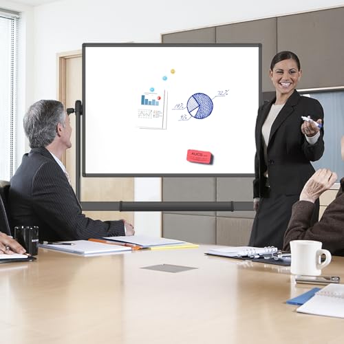VIZ-PRO Double-Sided Magnetic Mobile Whiteboard, 48 x 36 Inches, Black Aluminium Frame and Stand - size: 48"W x 36"H