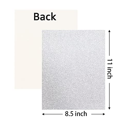 20 Sheets Glitter Thick Paper Cardstock Blank, 8.5 x 11 inches, Silver | For DIY Birthday, For Wedding Party Supplies, Invitation Cards Making - color: Silver