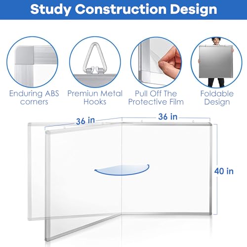 Magnetic White Board Dry Erase Board for Wall，72" x 40" Wall-Mounted Aluminum Frame Marker Board, Foldable Portable Whiteboard with a Long Pen Tray for School, Classroom, Office & Home - size: 72"W x 40"H, style: Style B