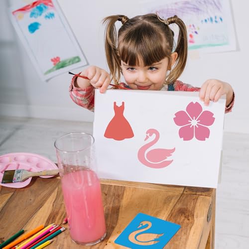 24 Piece Stencils Sidewalk Chalk Stencils Outdoor Stencil for Painting Garden Themed Stencil Kids Style Collection (5 in-Various) - size: 5 in-various