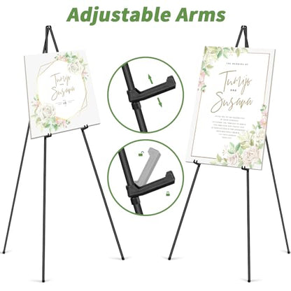 PUJIANG 6 Pack Easel for Display, Foldable Easel Stand, Metal Easels for Displaying Pictures, 63" Easels for Signs Wedding Poster Sign Holder, Art Easel for Painting with Case