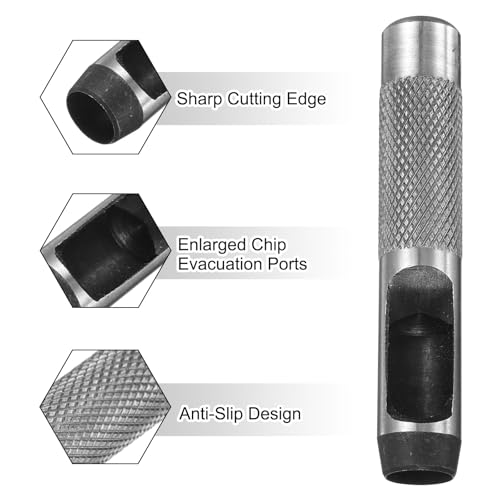 HARFINGTON 2pcs Leather Round Hole Punch, 13mm Hollow Hole Puncher Cutter Carbon Steel Circle Hole Punching Cutting Tool for Belt/DIY Leather Craft - size: 13mm