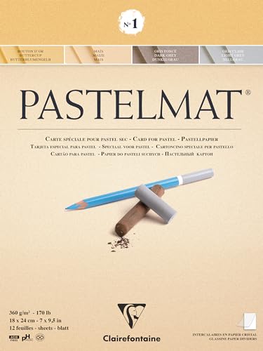 Clairefontaine 96016C Pastelmat, glued pad, 18x24cm, 18 x 24 cm, Assorted Colours - size: 18 x 24 cm, style: Card Pad No 1