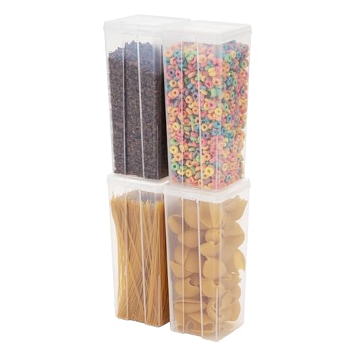 IRIS USA Food Storage Containers with Flip-Top Lid, 3.9 Qt - 4 Pack, Clear Stackable Food Containers for Kitchen & Pantry Organization, BPA-Free, Food Grade Plastic For Flour, Sugar, Dry Food, Grain - size: Food Grade Large - 4 Pack