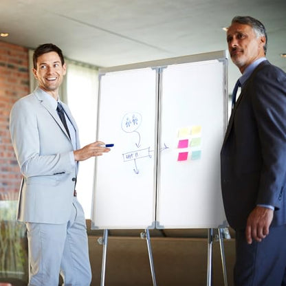 AmazingSpark 48” x 36” Foldable Whiteboard Dry Erase Board Large Tri Folding Whiteboard Magnetic Dry Erase Board, Wall Aluminium Frame and Pen Tray for Office, Home - size: 48”W x 36”H