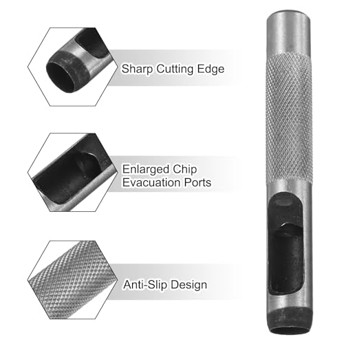 HARFINGTON 2pcs Leather Round Hole Punch, 10mm Hollow Hole Puncher Cutter Carbon Steel Circle Hole Punching Cutting Tool for Belt/DIY Leather Craft - size: 10mm