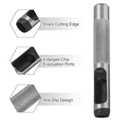 HARFINGTON 2pcs Leather Round Hole Punch, 10mm Hollow Hole Puncher Cutter Carbon Steel Circle Hole Punching Cutting Tool for Belt/DIY Leather Craft - size: 10mm