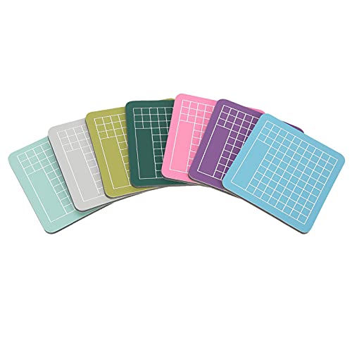 Handmade Accessories 7Pcs Cutting Pad Set, Colorful Mini Self Healing Cutting Mat for Craft Paper Carving and Negative Film Cutting, GreenGrayMatcha Green Craft Board, Small Size 2.4 X 2.4in, for