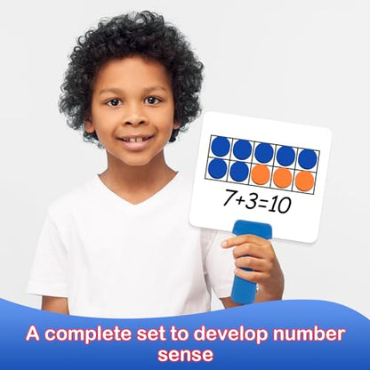 Kasfalci Magnetic Ten-Frame Set,Math Manipulative Games for Kids Toddlers,5 Dry Erase Paddles & 150 Math Counters,Addition & Subtraction Game,Counting Toys,Kindergarten Preschool Classroom Must Haves