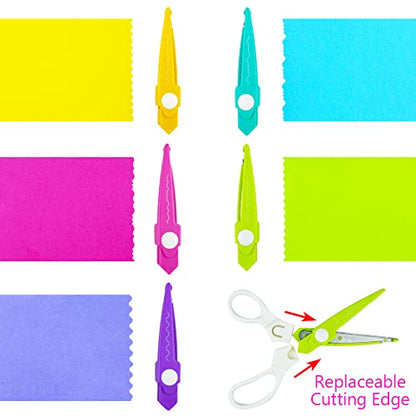 Decorative Scissors Set, 5 Pairs Craft Scissors Decorative Edges with Portable Organizing Container