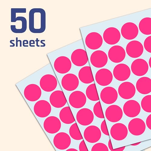 1200 Pack, 1" Round Dot Stickers Circle Labels - Pink - color: Pink, size: 1200 Pack