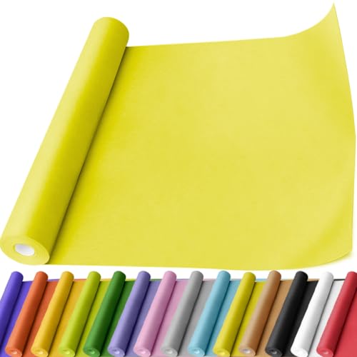 PerkHomy Lemon Yellow Kraft Paper Roll 17.5" x 760" (63') for Gift Wrapping Bouquet Flower Art Painting Craft Writing Packaging Shipping 80GSM 55LB (Lemon Yellow, 17.5" x 63') - color: Lemon Yellow, size: 17.5" x 760"