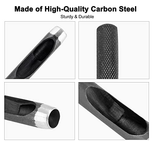 Bivethoi 9mm Gasket Punch, Carbon Steel Hollow Hole Cutter Tool, Watch Band Leather Hole Punch for Belts Fabric Canvas Paper Plastic Craft (Metric) - size: 9mm