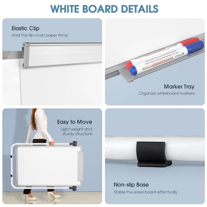 MaxGear Easel Whiteboard with Stand, 36" x 24" Double-Sided Dry Erase Board | Flip Chart, Height Adjustable,Foldable, Portable for Home Office Classroom Teaching, 2PCS - size: 24"W x 36"H (2 Pack), style: Silver Frame