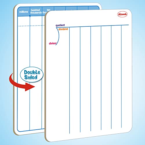 Dry Erase Long Division White Board,9 x 12 Multi-Digit Computation Double-Sided Dry Erase Board,Math Manipulatives Whiteboard for Students,Classroom and Home,Small White Board(Division) - style: Division