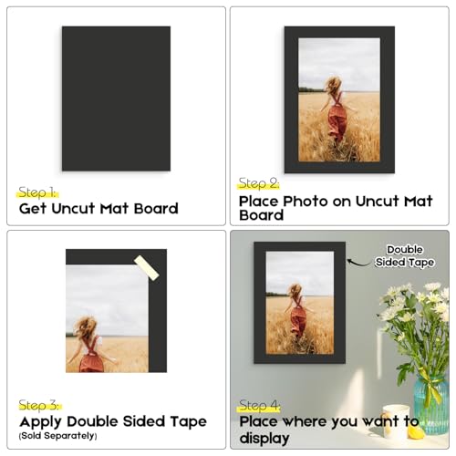 Golden State Art, Pack of 10 Black 18x24 Uncut Photo Mat Matboard, 4-Ply Thick Backing Board for Frame, Picture, Print - color: Black, size: 18x24 - 10 Pack