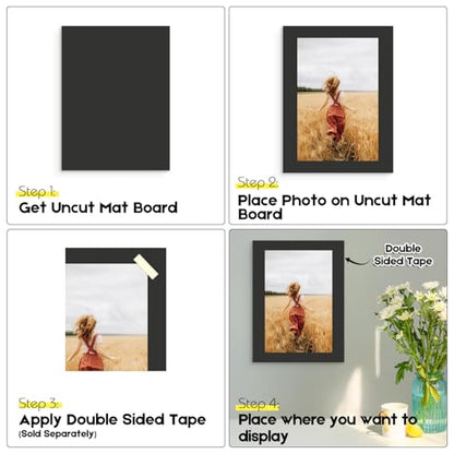 Golden State Art, Pack of 10 Black 18x24 Uncut Photo Mat Matboard, 4-Ply Thick Backing Board for Frame, Picture, Print - color: Black, size: 18x24 - 10 Pack