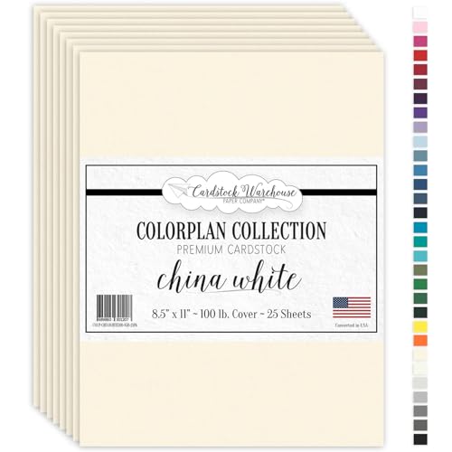 Cardstock Warehouse Colorplan Limestone (China White) Cardstock Paper – 25 Sheets, 8.5 x 11" – 100 lb. / 270 GSM Premium Matte Cover Cardstock for Invitations, Card Making & DIY Projects - color: China White