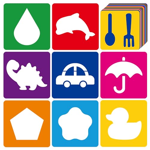 24 Piece Stencils for Kids Stencils for Painting Sidewalk Chalk Stencil Outdoor Garden Themed Stencil Kids Style Collection (5 in-Simple) - size: 5 in-simple
