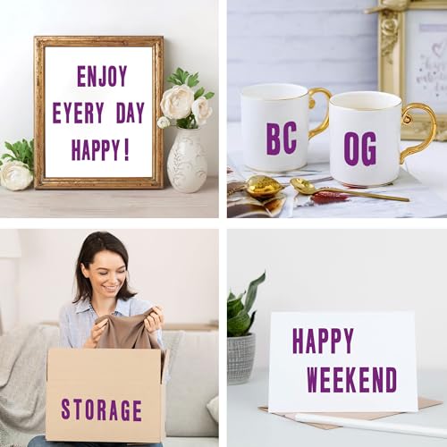 Letter Stickers 636 Pcs Alphabet Sticker,1 inch 2 inch Self Adhesive Vinyl Letter Stickers Aesthetic Waterproof Decals for Scrapbooking Water Bottles Cup Mailbox Poster Bulletin Board (12, Purple) - color: Purple