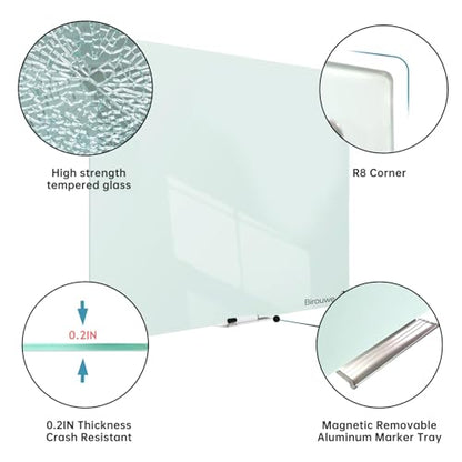 Glass Whiteboard 36 * 60Inches - color: White, size: 36" x 60"