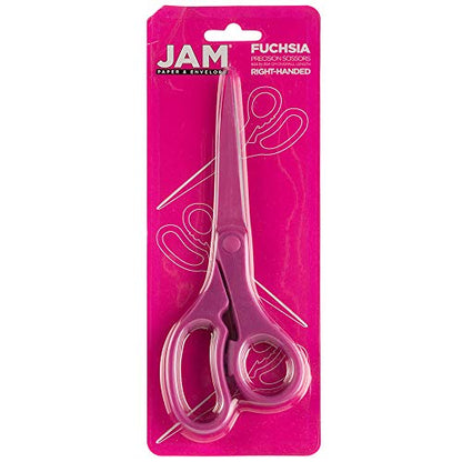 JAM PAPER Multi-Purpose Precision Scissors - 8 Inch - Fuchsia Pink - Ergonomic Handle & Stainless Steel Blades - Sold Individually - color: Pink, size: Standard (8 Inch)