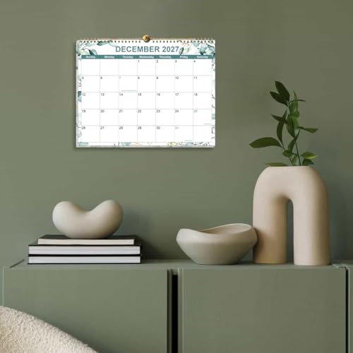 2026-2027 Calendar, Wall Calendar 2026-2027 from June 2026 - December 2027, 19 Months Calendar with Premium Paper, Twin-Wire Binding & Hanging Hook, 8.5" x 11", Green Leaf - color: Green Leaf, size: 8.5" x 11"