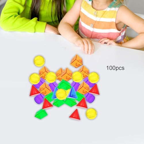 100Pcs Geometric Solids Learning Toys Classroom Accessories Translucent Pattern Blocks Geometric Shapes for Elementary Home