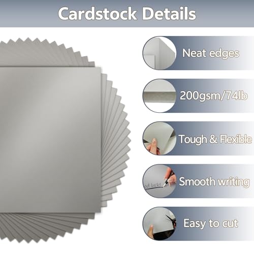 60 Sheets Silver Shimmer Cardstock 8.5 x 11 Craft Paper, 200gsm/74lb Double Sided Gray Card Stock Pearlescent Paper for Card Making, Scrapbook, Invitations and Greeting Cards - style: Silver-8.5x11