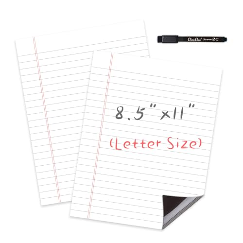 Magnetic Dry Erase Board – 8.5”x11” Reusable Lined Dry Erase List Board for Fridge 2 Pcs – Marker Included - style: White 2 Pcs