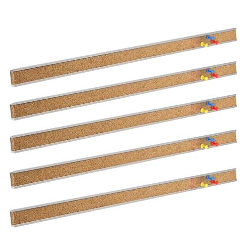 Corksidol Bulletin Bar Strip, Cork Board, Cork Strips, 18" x 1", Classroom, Office, Walls, Cubicle, Aluminum Frame,5 Pack, Silver - color: Silver, size: 18 Inch - 5 Pack