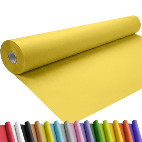 SMART&CASUAL 24" x 1,500" (125') Lemon Yellow Kraft Craft Paper Roll for Gift Wrapping Bulletin Board Bouquet Flower Art Packing Parcel Table Covering 80GSM 55LB (Lemon Yellow, 24" x 125') - color: Lemon Yellow, size: 24" x 1,500" ( 125ft )
