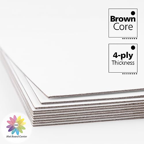 Mat Board Center, Pack of 25, 12x18 White Backing Boards, 4-Ply Thickness Cardboard for Picture/Photo/Framing Back Support - size: 12x18