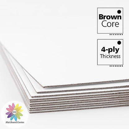 Mat Board Center, Pack of 25, 12x18 White Backing Boards, 4-Ply Thickness Cardboard for Picture/Photo/Framing Back Support - size: 12x18