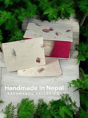 Kathmandu Valley Co. Nepali Cherish Greeting Card & Envelope Deluxe Box Set with Handmade Lokta Paper from Nepal, 25 Cards (Bougainvillea) - color: Bougainvillea, size: 25 Cards