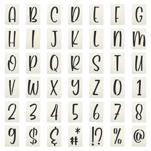 PATIKIL 2.5" Letter Number Stencils, 42Pcs Rectangle Reusable Letter and Number Stencil Templates for Painting on Wall Wood Fabric Signage, Uppercase Letter Style - size: 2.5 Inch