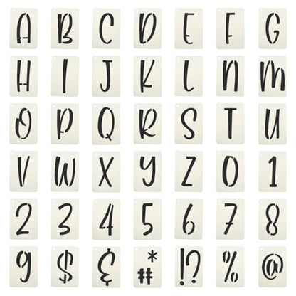 PATIKIL 2.5" Letter Number Stencils, 42Pcs Rectangle Reusable Letter and Number Stencil Templates for Painting on Wall Wood Fabric Signage, Uppercase Letter Style - size: 2.5 Inch
