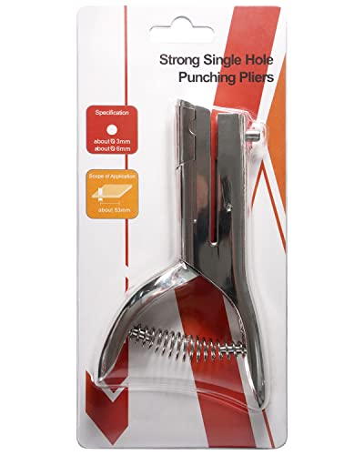 Hole Punch 1/8 Inch, Heavy Duty Single Hole Punch, Paper Card Portable Handheld Long Hole Puncher Single 2 Inch Reach Deep for PVC Paper ID Cards Plastic Cardboard (1/8"-3mm Hole) - style: 1/8"-3mm Hole