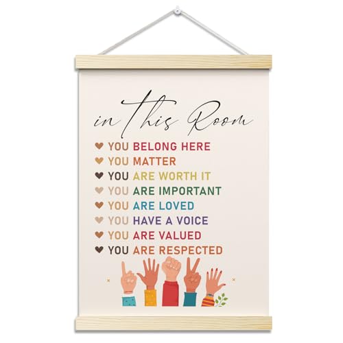 In This Room Posters Hanger Frame for Therapy Office Mental Health Hanging Poster for Nursery Classroom Decor Wall Art Decor for Homeschool Bedroom Kidroom Canvas Wall Art Print 16x12 Inches - YY039 - color: colored room 01